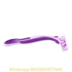 Twin blade high quality disposable razor with lubricant strip and plastic handle
