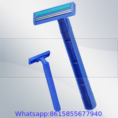 Twin blade disposable shaving razors with lubricant strip