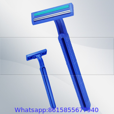 Twin blade disposable shaving razors with lubricant strip