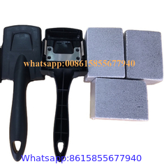 Collection Beyond BBQ Cleaning Bricks - 4 Pack of Pumice Stones with a Black Handle Holder - Grill Cleaning Kit